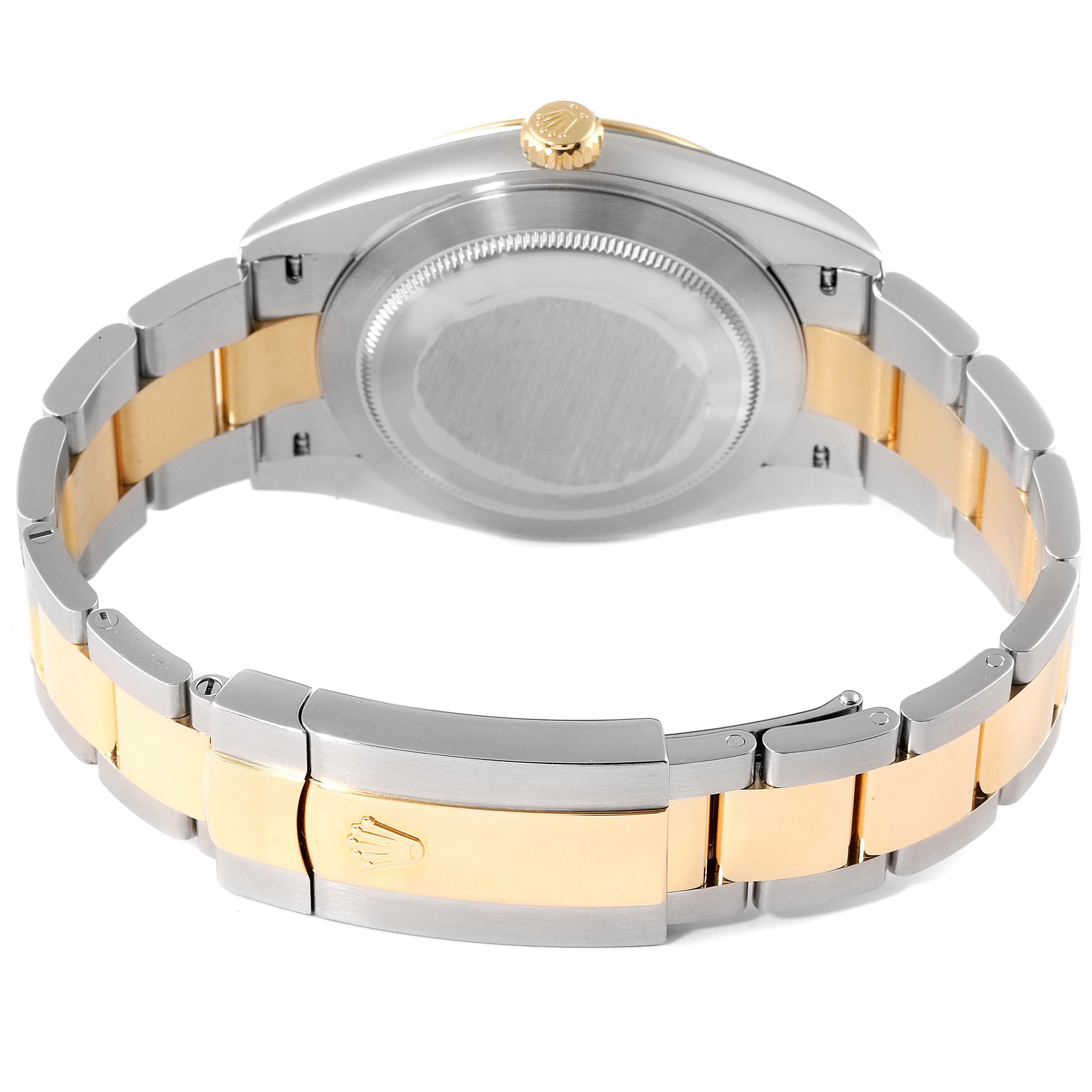 This image shows the back view of the Rolex Datejust 41 126333 Men's Steel and Gold (two tone) Black Dial 126333 Men's Steel and Gold (two tone) Black Dial watch with emphasis on the case back, bracelet, and clasp.