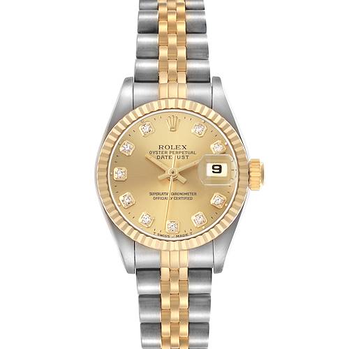 Photo of Rolex Datejust Steel Yellow Gold Diamond Dial Ladies Watch 69173 Papers