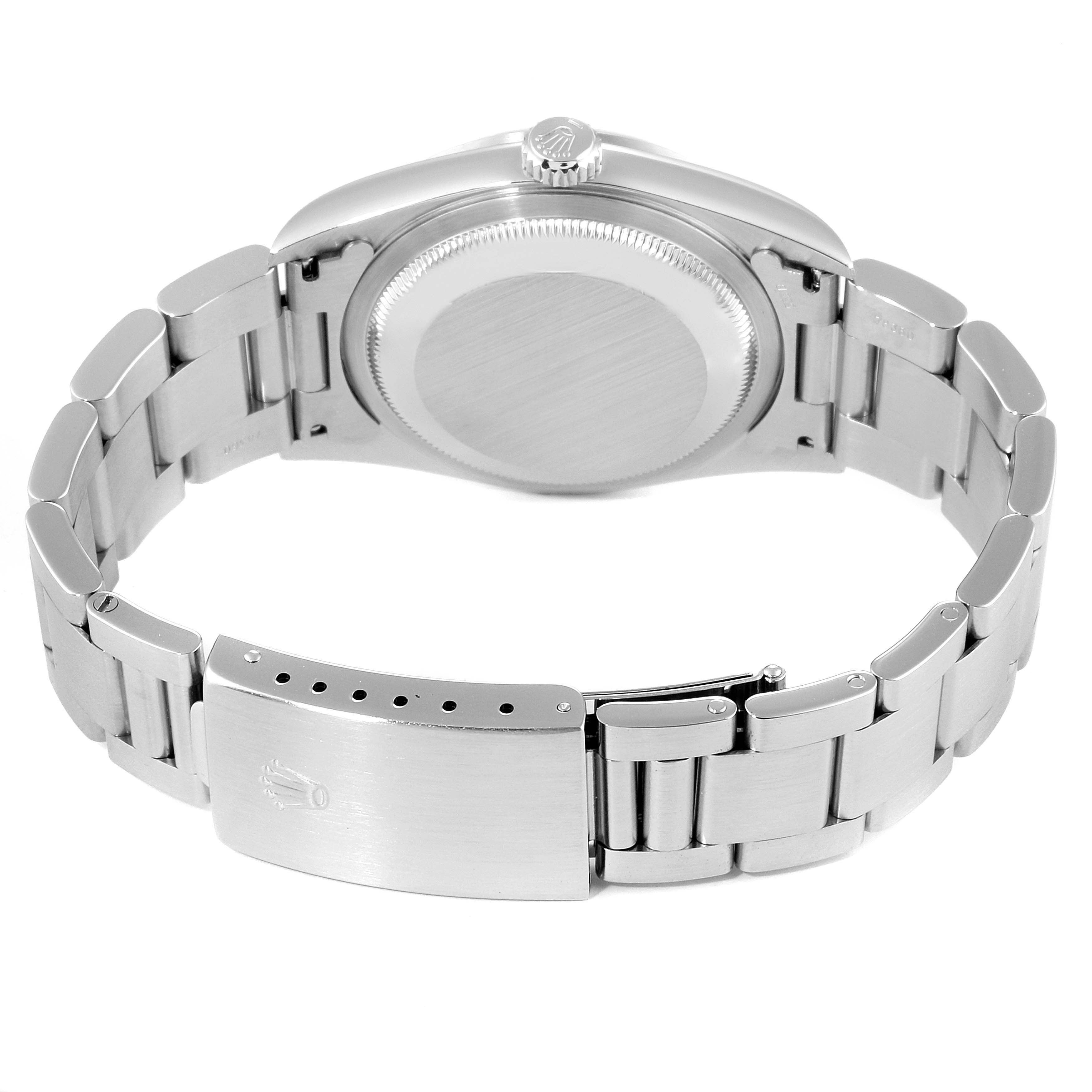 The image shows the back case and bracelet of a Rolex Datejust 16200 Men's Stainless Steel White Dial 16200 Men's Stainless Steel White Dial watch from a rear angle.