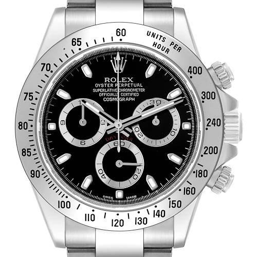 Photo of Rolex Daytona Chronograph Black Dial Steel Mens Watch 116520 Box Card