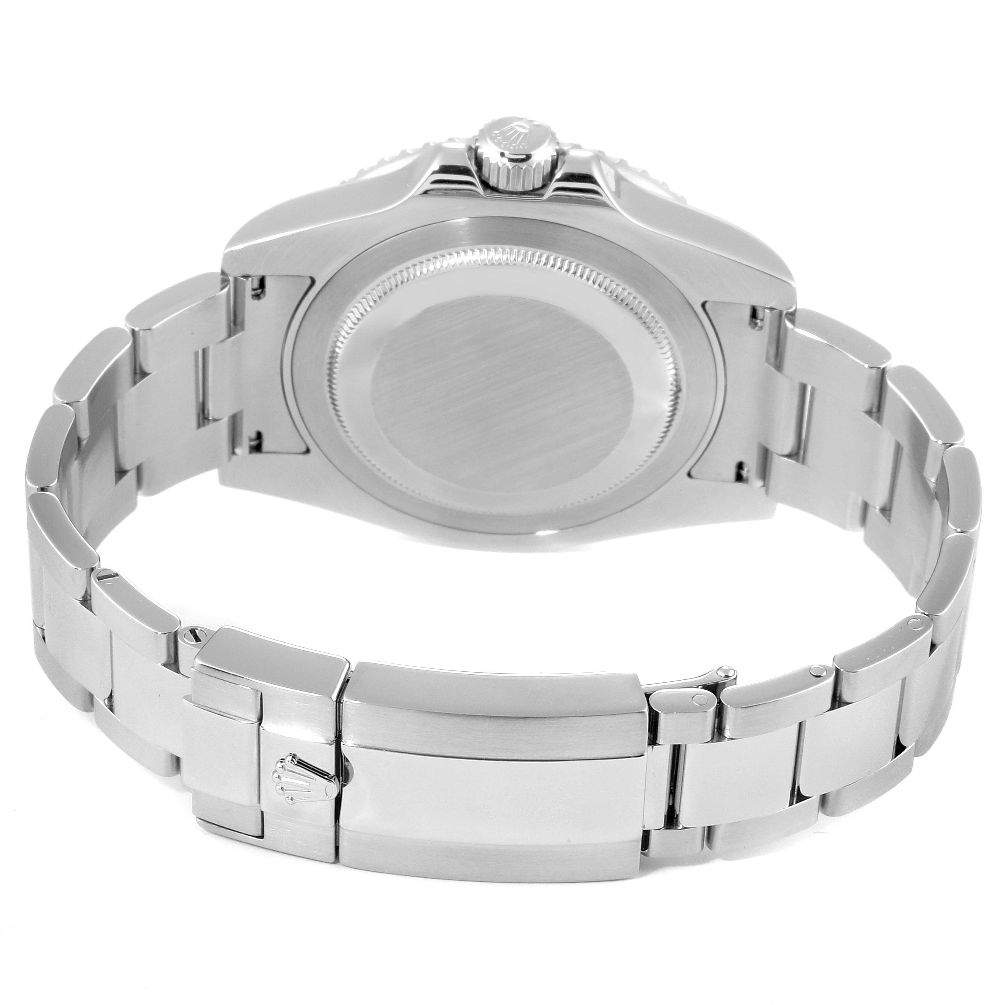 This image shows the back view of a Rolex GMT-Master 116710 Men's Stainless Steel Black Dial 116710 Men's Stainless Steel Black Dial watch, highlighting its case back, crown, and clasp.