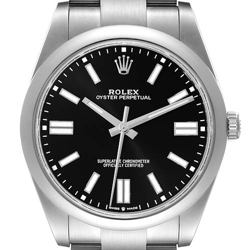 Photo of Rolex Oyster Perpetual 41mm Black Dial Steel Mens Watch 124300 Box Card