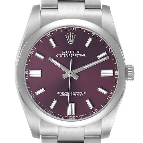Photo of Rolex Oyster Perpetual Steel Red Grape Dial Mens Watch 116000