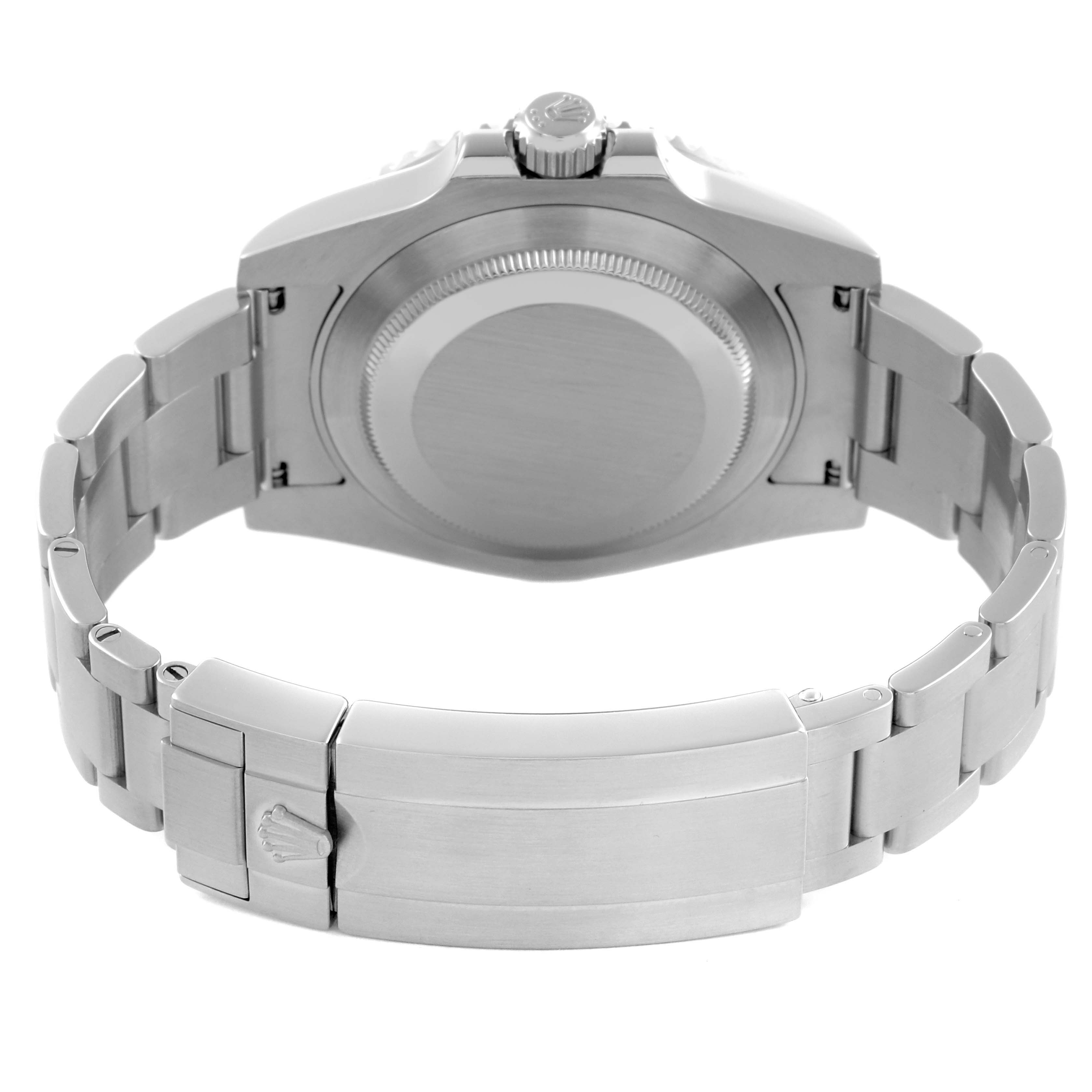 The image shows the back case, crown, and bracelet of a Rolex Submariner 114060LN Men
s Stainless Steel Black Dial 114060LN Men
s Stainless Steel Black Dial from a rear angle.