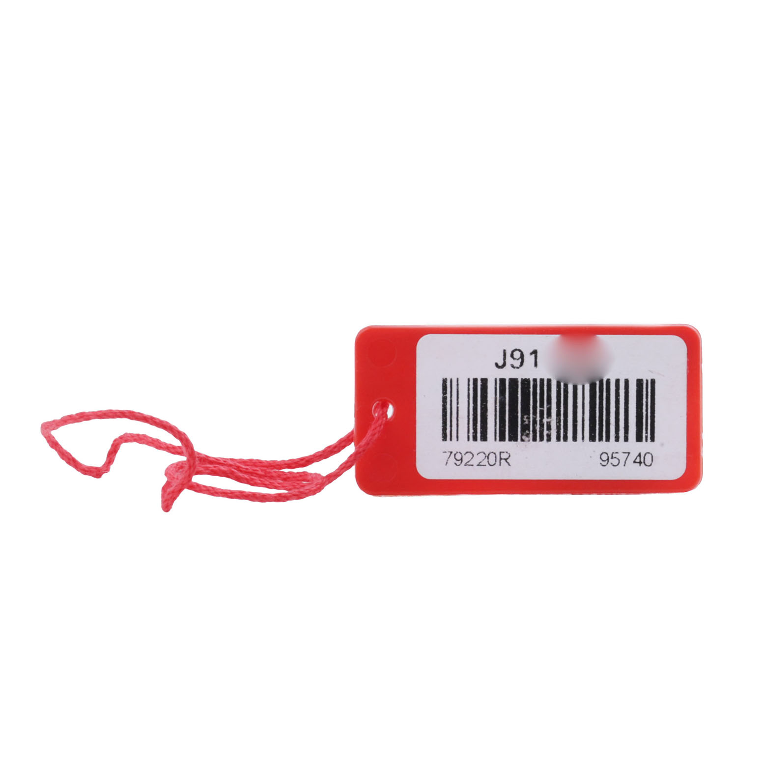 The image shows a red tag with a barcode for the Tudor Heritage Black Bay 79220R Men's Stainless Steel Black Dial model.