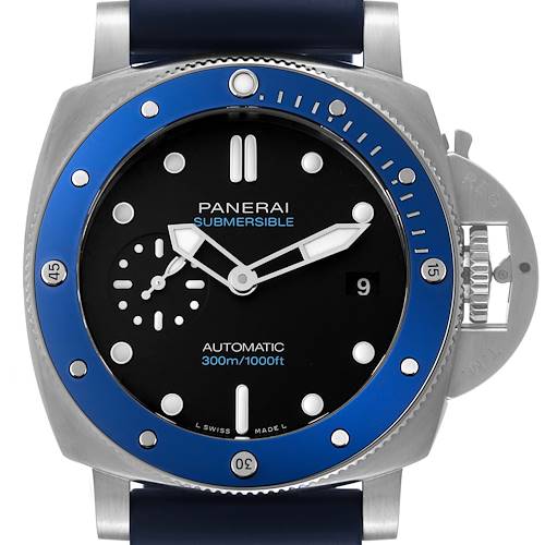 Photo of Panerai Submersible Azzurro Black Dial Steel Mens Watch PAM01209 Box Card