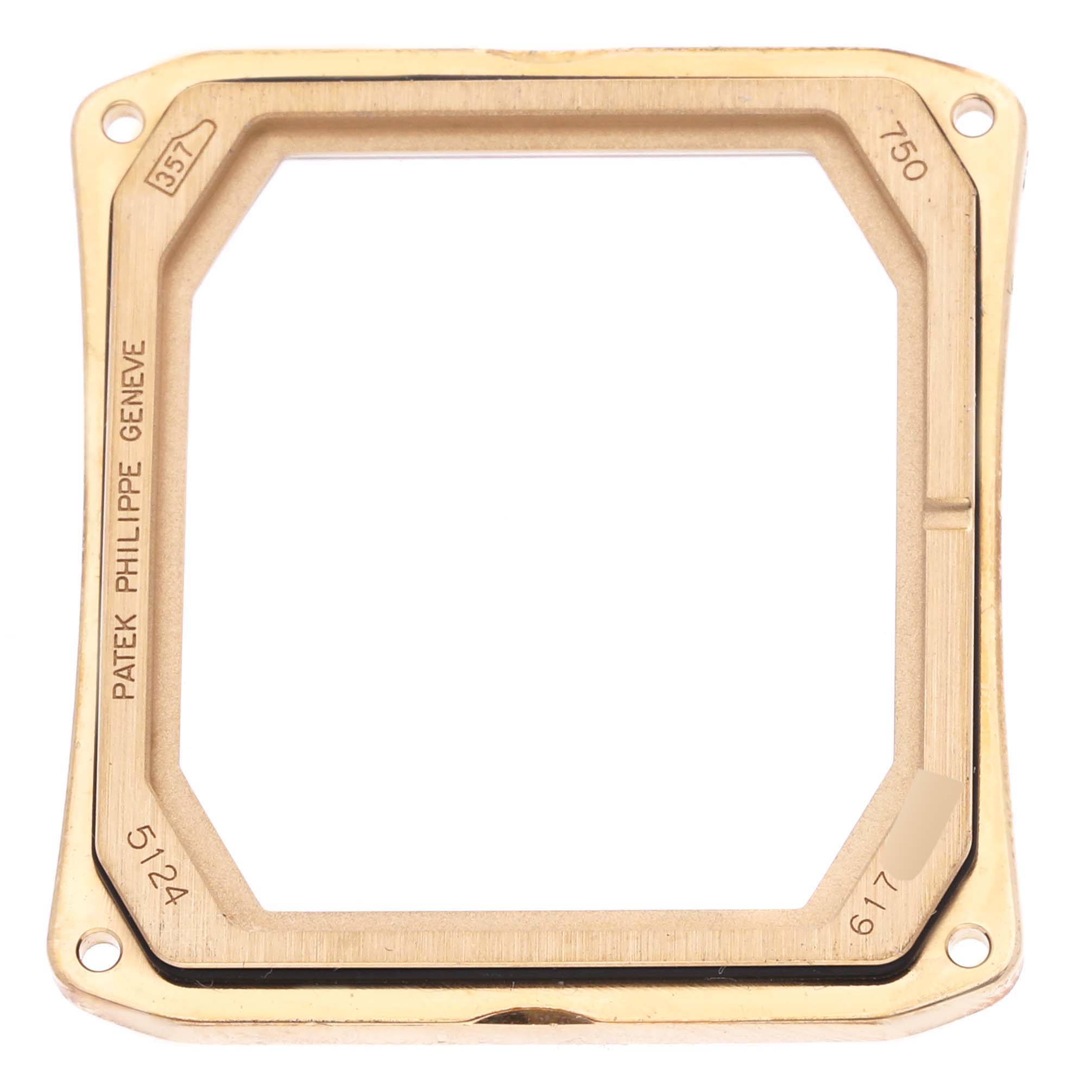 The image shows a gold bezel for the Patek Philippe Gondolo 5124J Men's Yellow Gold Silver Dial 5124J Men's Yellow Gold Silver Dial model, viewed from the front.