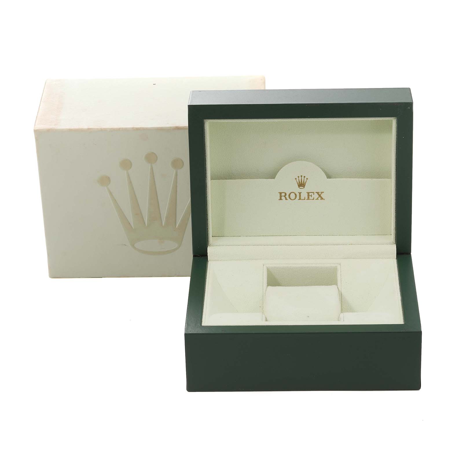 The image shows the presentation box of a Rolex Cellini 6673 Women's White Gold Silver Dial 6673 Women's White Gold Silver Dial model, including the outer box and interior display case.
