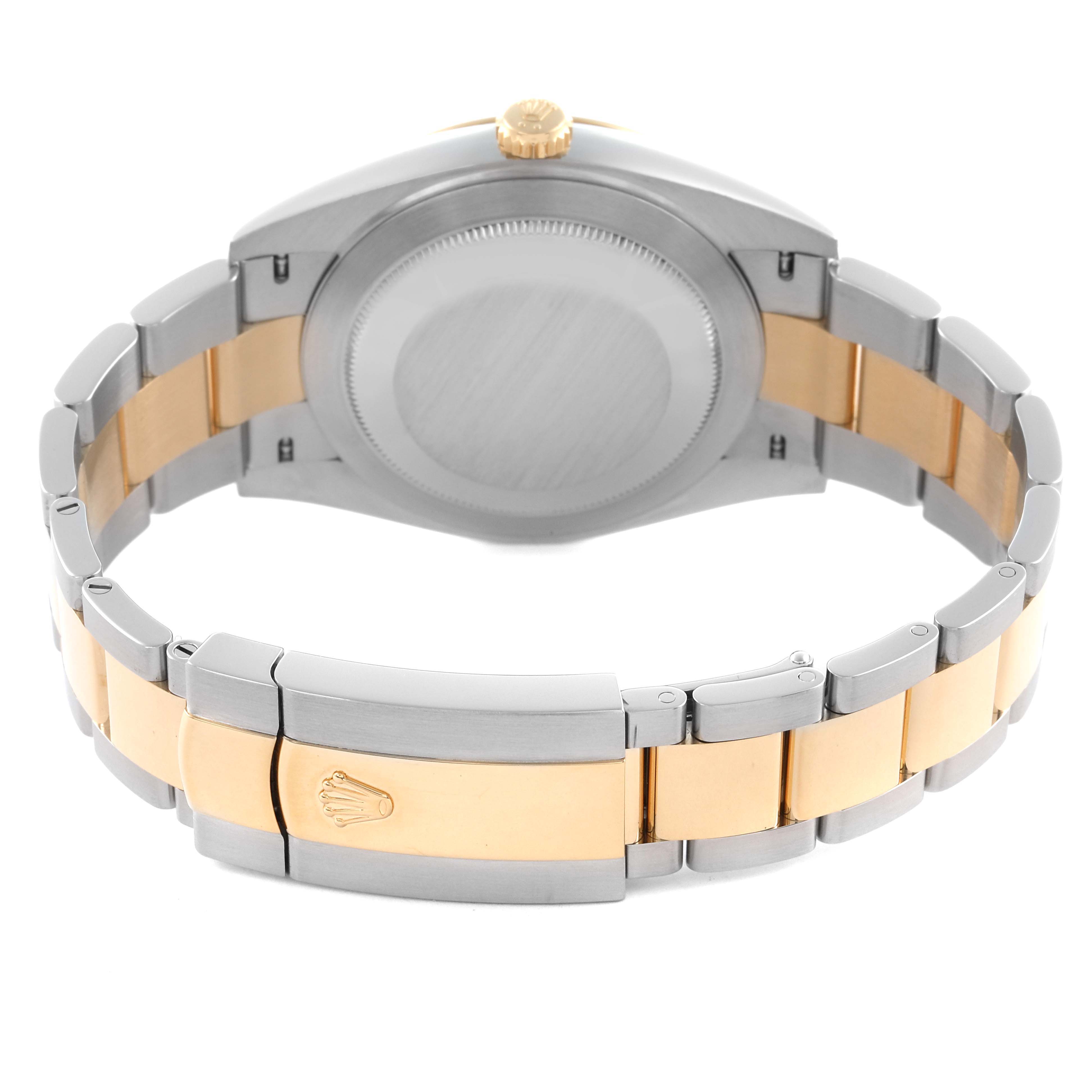 The image shows the back and bracelet of a Rolex Datejust 41 126303 Men's Steel and Gold (two tone) Grey Dial 126303 Men's Steel and Gold (two tone) Grey Dial, featuring a two-tone design and clasp with the brand's logo.