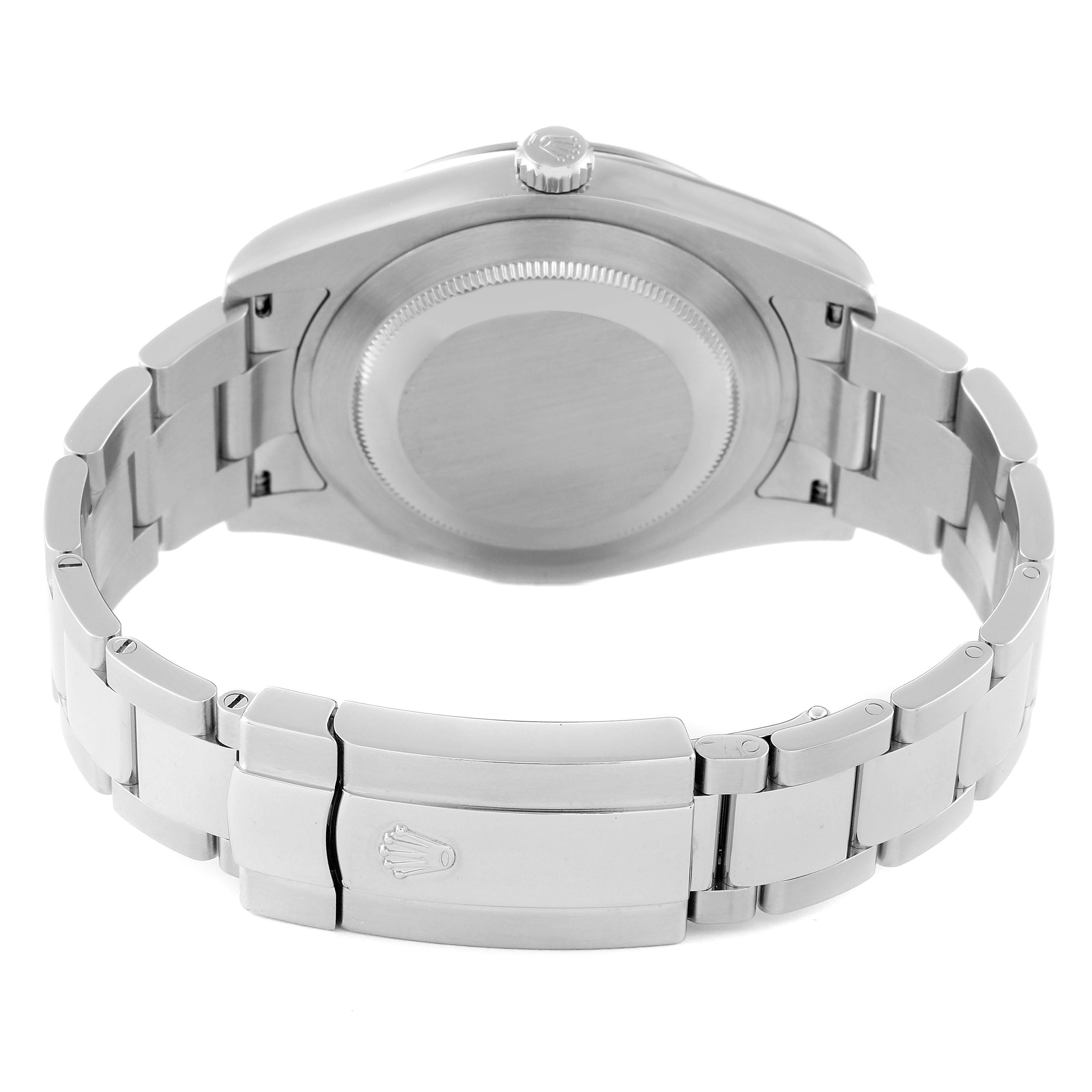 This image shows the back case and bracelet clasp of a Rolex Datejust 41 116334 Men
s Stainless Steel Silver Dial 116334 Men
s Stainless Steel Silver Dial watch.