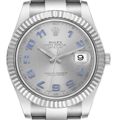 Photo of Rolex Datejust II 41mm Steel White Gold Blue Numerals Mens Watch 116334