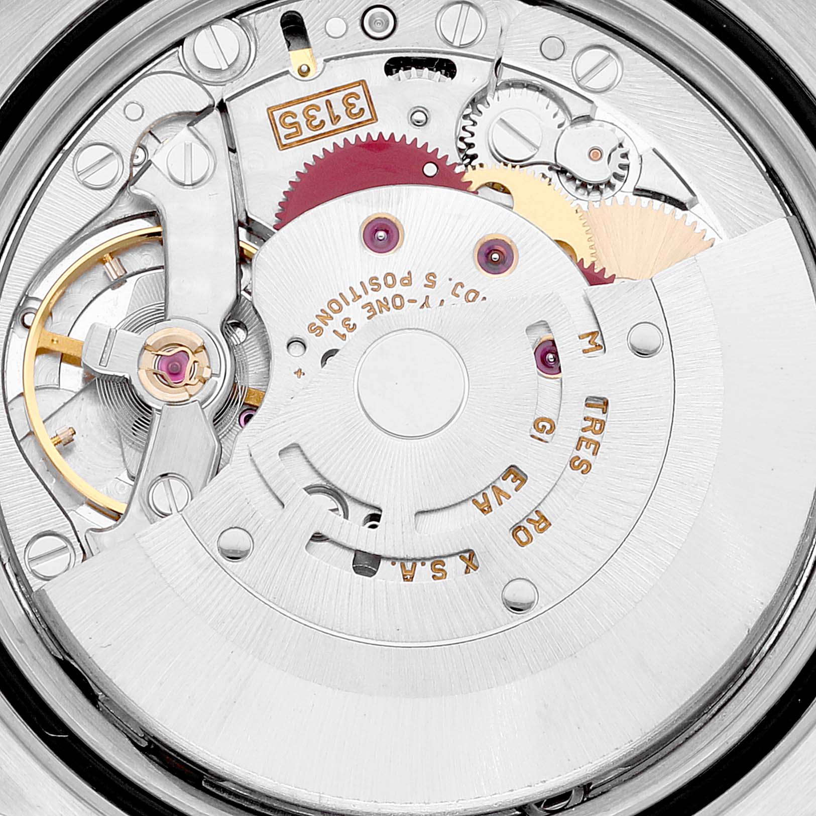 This image shows a close-up view of the internal mechanism and movements of a Rolex Datejust 16234 Men's Stainless Steel Silver Dial 16234 Men's Stainless Steel Silver Dial watch.