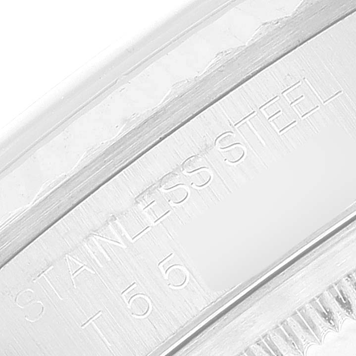 This image shows a close-up of the stainless steel material marking on the rim of a Rolex Datejust 16234 Men's Stainless Steel Silver Dial 16234 Men's Stainless Steel Silver Dial watch.