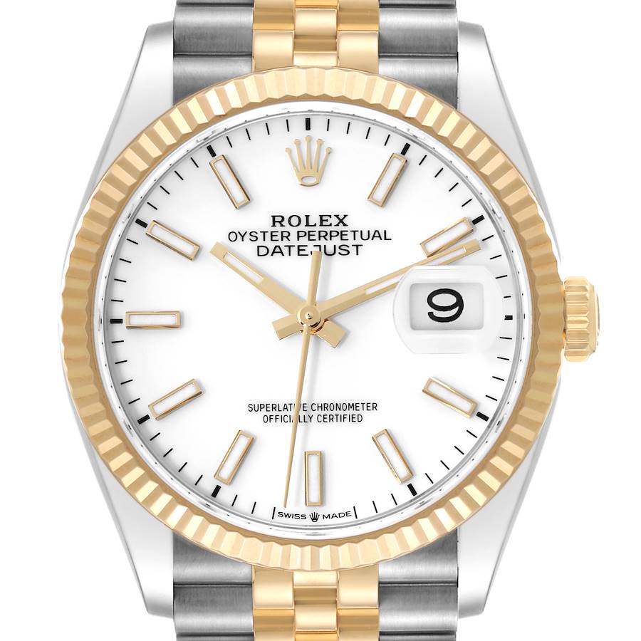 Rolex Datejust Steel Yellow Gold White Dial Mens Watch 126233 Box Card SwissWatchExpo
