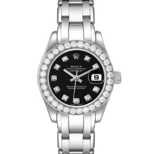 Photo of Rolex Pearlmaster White Gold Black Diamond Ladies Watch 80299