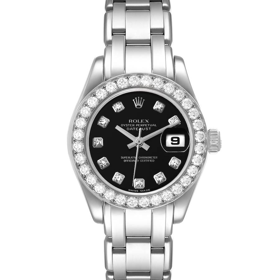 Rolex Pearlmaster White Gold Black Diamond Ladies Watch 80299 SwissWatchExpo