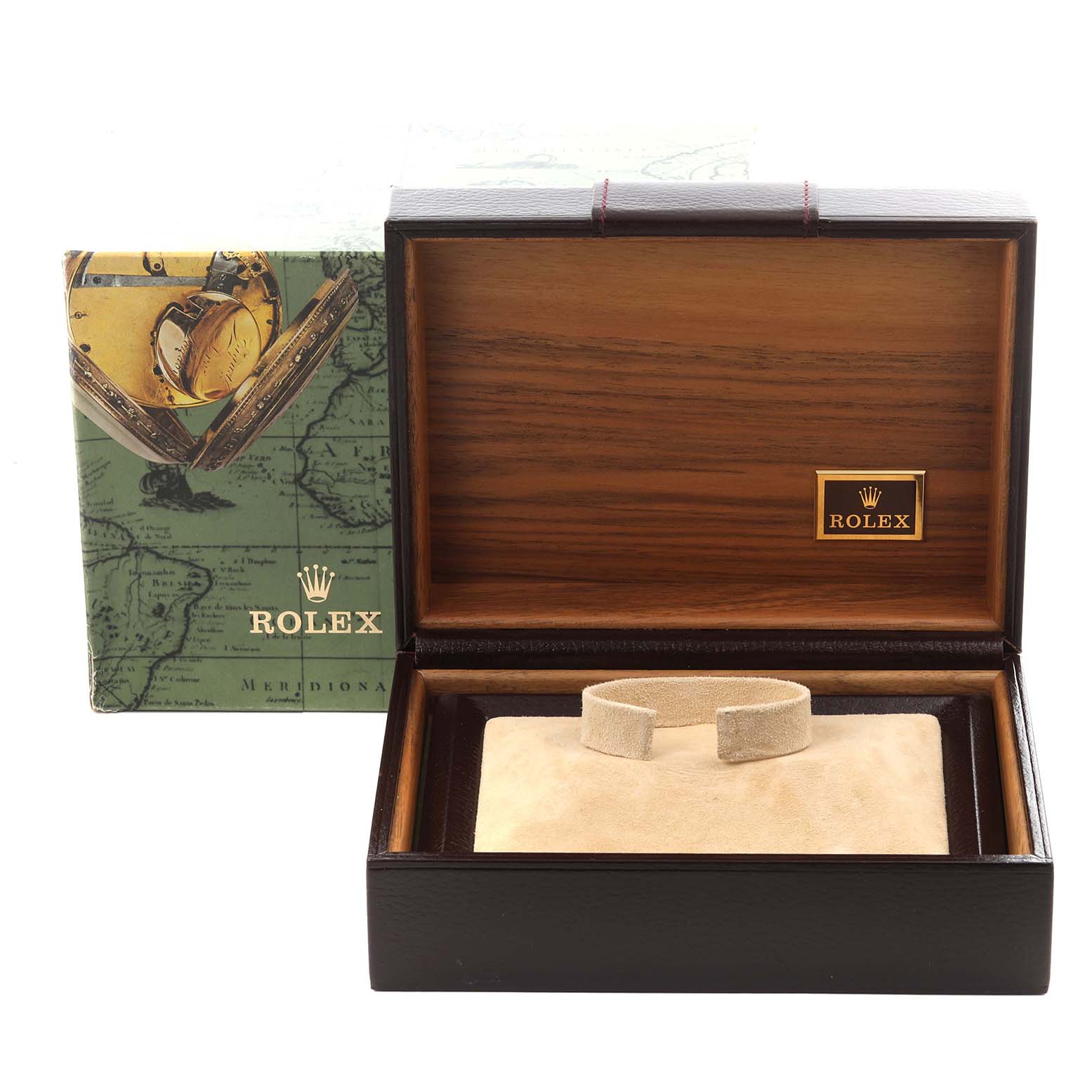 The image shows an open Rolex President 18078A Men's Yellow Gold Champagne Dial 18078A Men's Yellow Gold Champagne Dial watch box and packaging, viewed from the front.