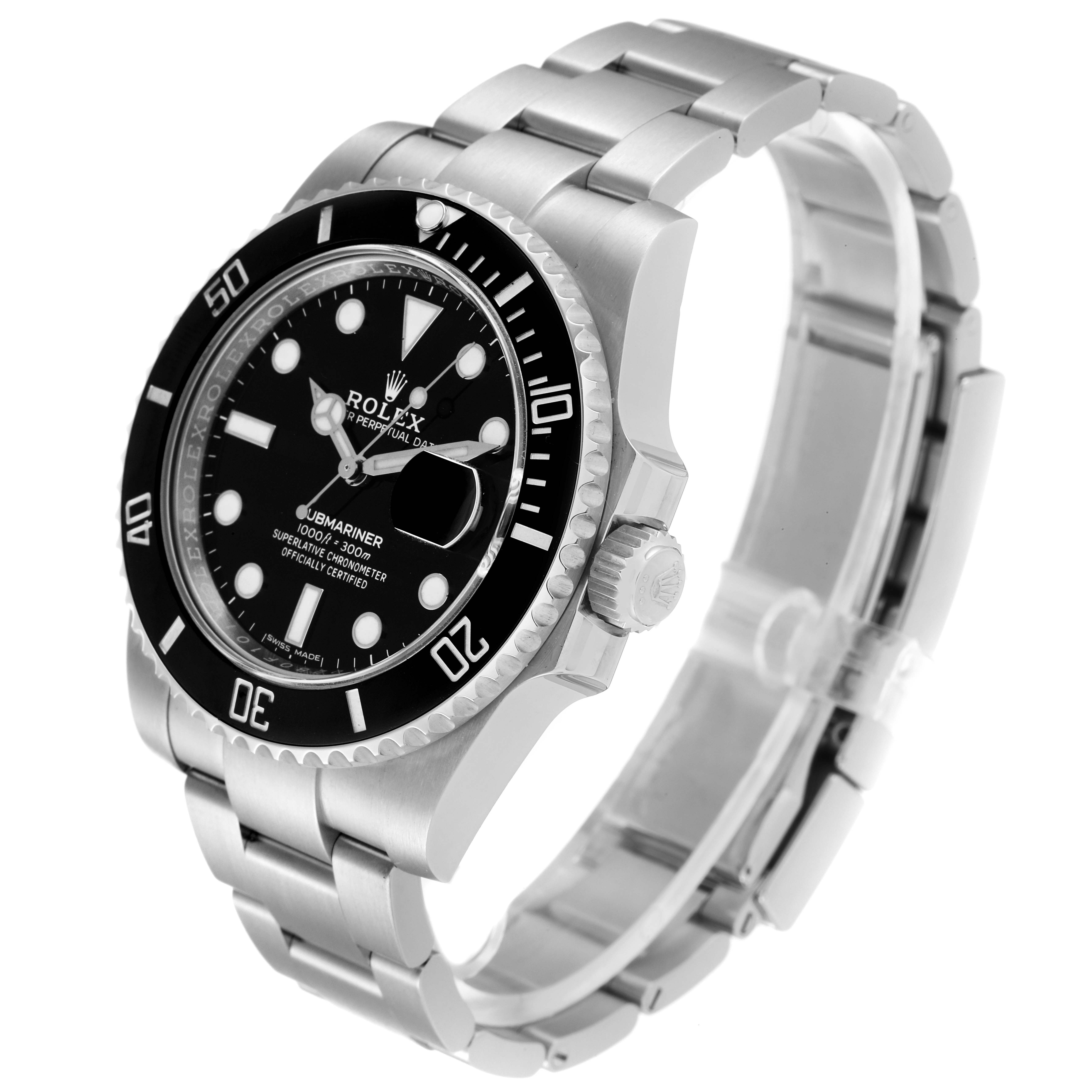 The image shows a Rolex Submariner 116610 Men
s Stainless Steel Black Dial 116610 Men
s Stainless Steel Black Dial watch from a three-quarter angle, highlighting the bezel, dial, bracelet, and crown.