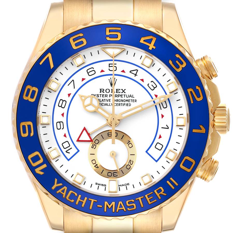 Rolex Yachtmaster II Regatta Chronograph Yellow Gold Men's Watch 116688 Box Card SwissWatchExpo