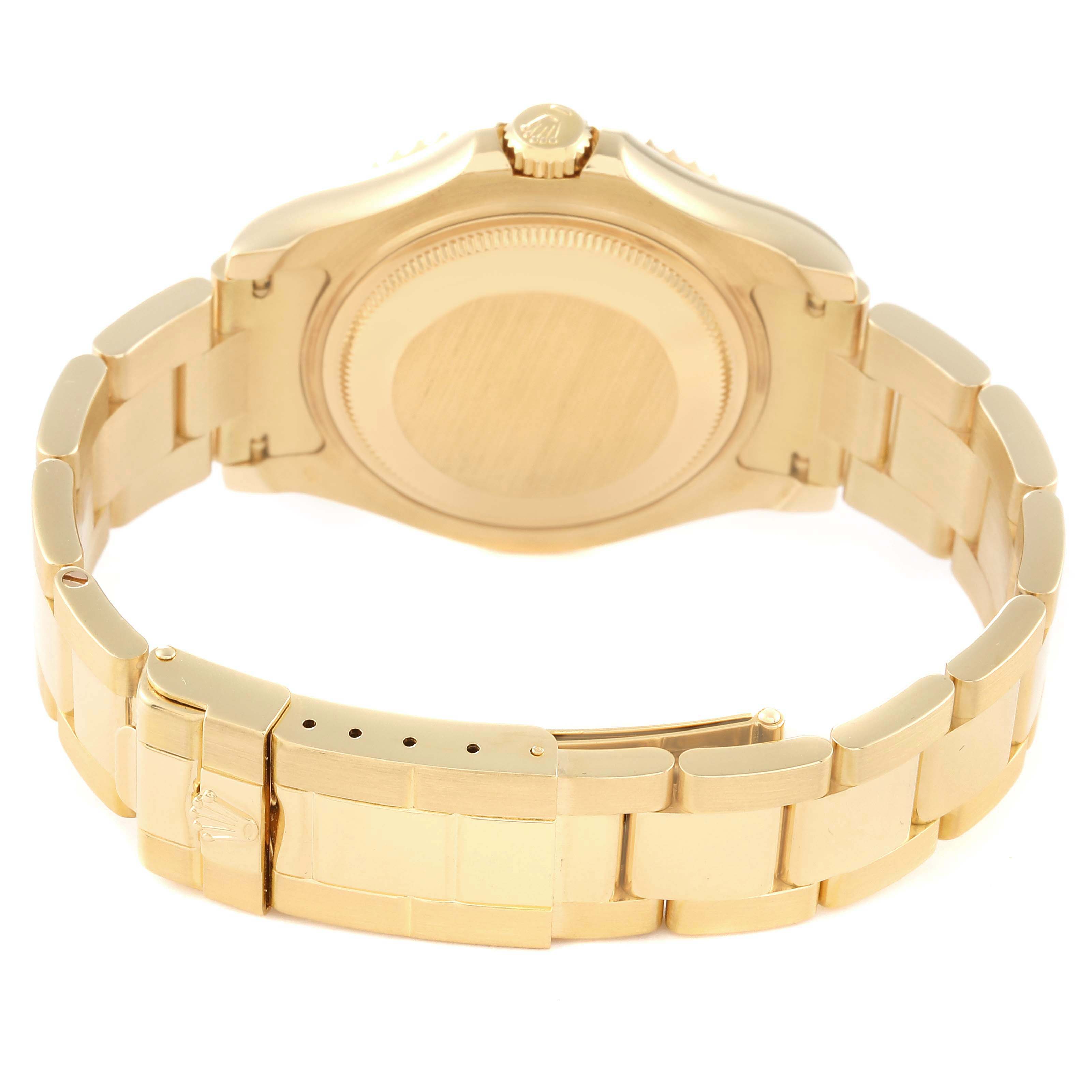 The image shows the back and bracelet of a Rolex Yacht-Master 68628 Men's Yellow Gold Mother of Pearl Dial 68628 Men's Yellow Gold Mother of Pearl Dial watch from a rear angle.
