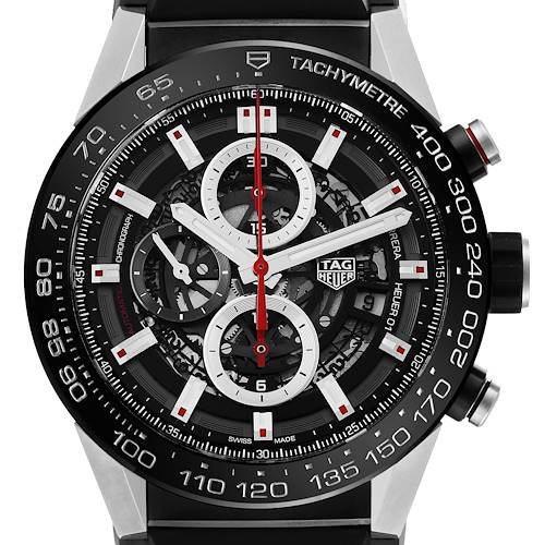 Photo of TAG Heuer Carrera Calibre Heuer 01 Skeleton Steel Mens Watch CAR2A1Z Box Card