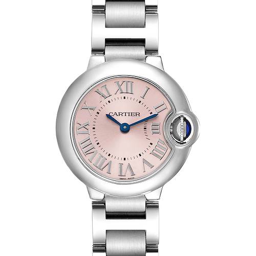 Photo of Cartier Ballon Bleu Pink Dial 28mm Steel Ladies Watch W6920038 Box Papers