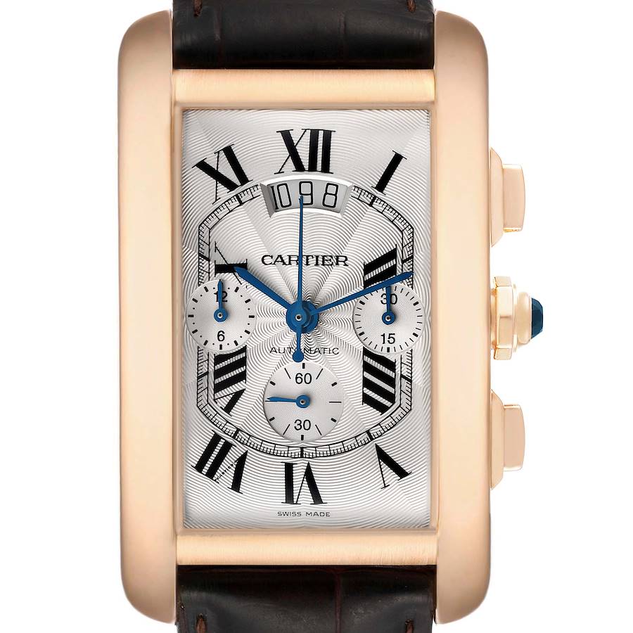 Cartier Tank Americaine Chronograph Rose Gold Mens Watch W2609356 SwissWatchExpo