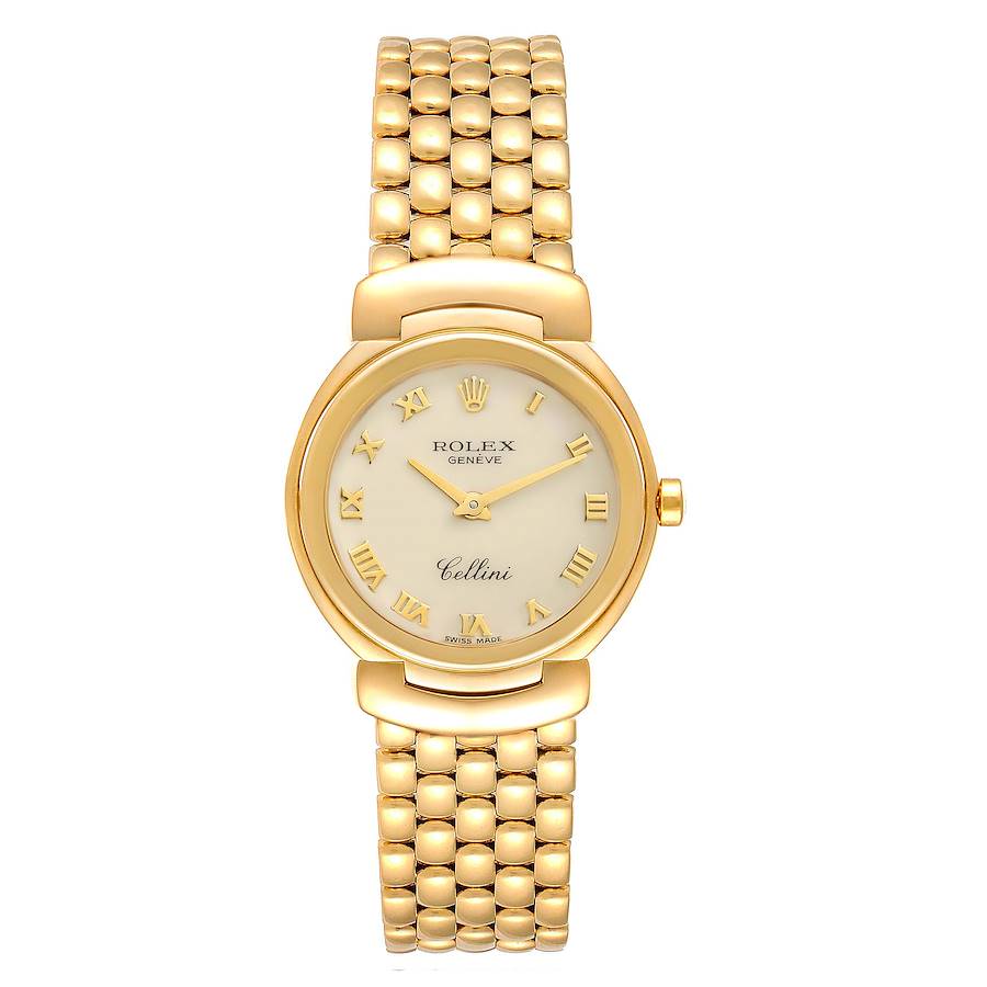 Rolex Cellini 26mm Ivory Roman Dial Yellow Gold Ladies Watch 6621