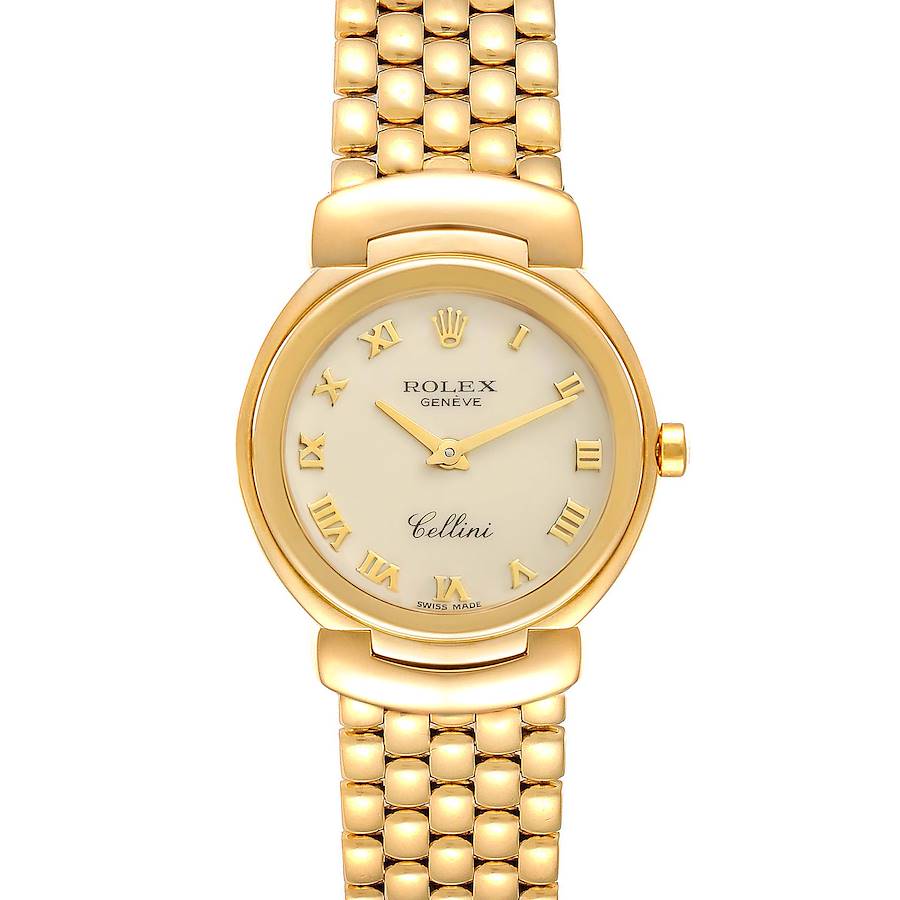 Rolex Cellini 26mm Ivory Roman Dial Yellow Gold Ladies Watch 6621 SwissWatchExpo
