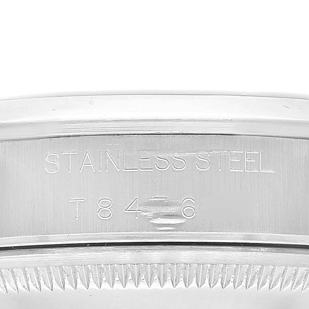 The image shows a close-up of the stainless steel case side and bezel of the Rolex Date 15200 Men
s Stainless Steel Blue Dial 15200 Men
s Stainless Steel Blue Dial model watch.