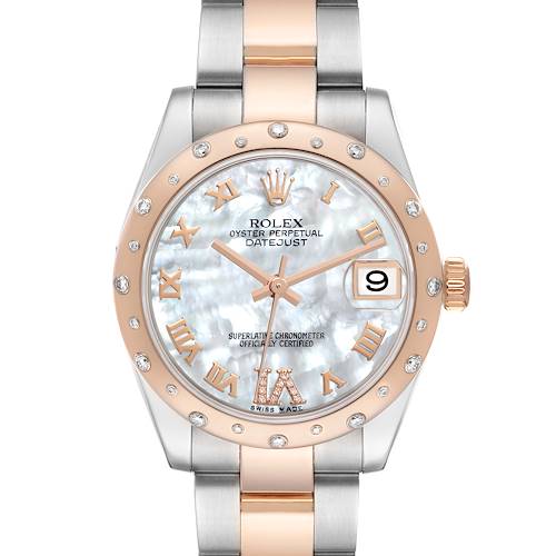 Photo of Rolex Datejust 31 Midsize Steel Rose Gold Diamond Ladies Watch 178341