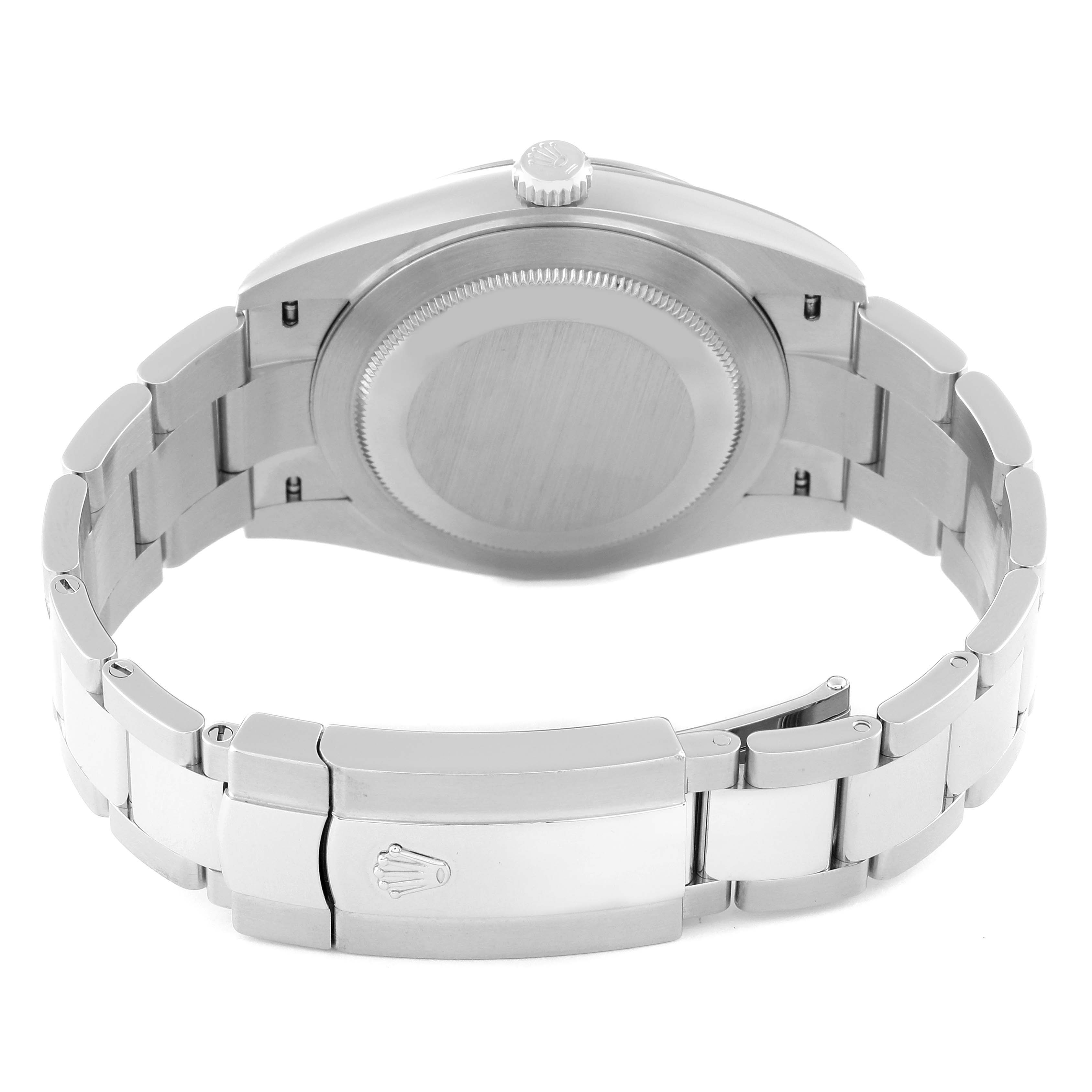 This image shows the back case and bracelet with clasp of a Rolex Datejust 41 126334 Men
s Stainless Steel Black Dial 126334 Men
s Stainless Steel Black Dial model from a rear angle.