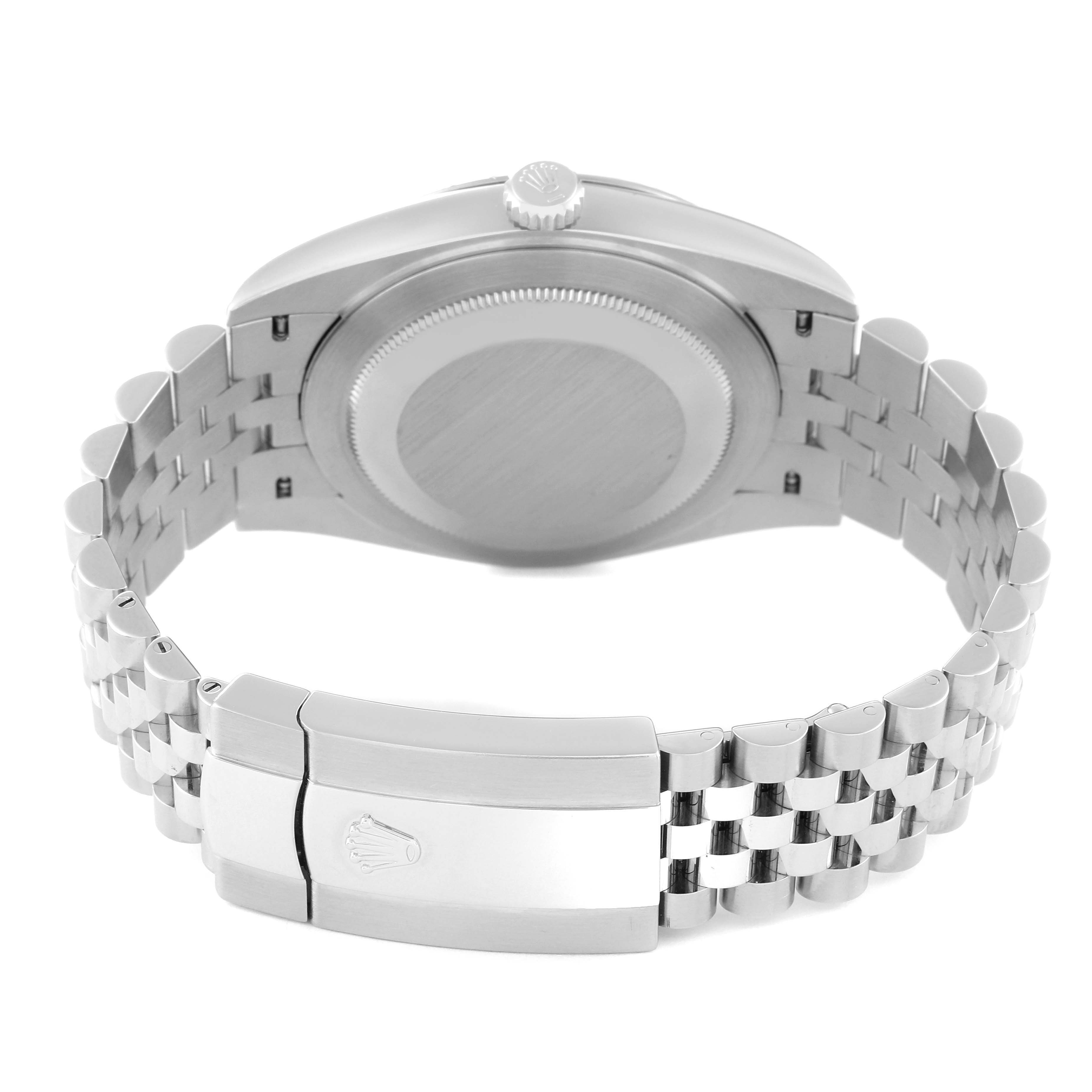 The image shows the back case, bracelet, and clasp of a Rolex Datejust 41 126334 Men's Stainless Steel White Dial 126334 Men's Stainless Steel White Dial watch viewed from the rear angle.