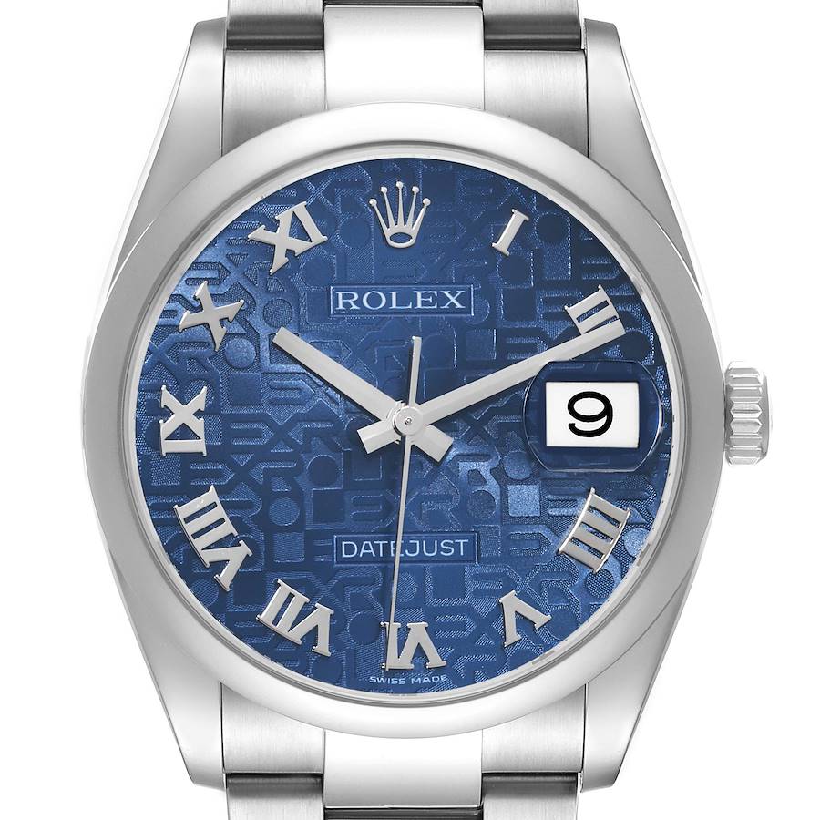 Rolex Datejust Blue Anniversary Dial Steel Mens Watch 116200 SwissWatchExpo