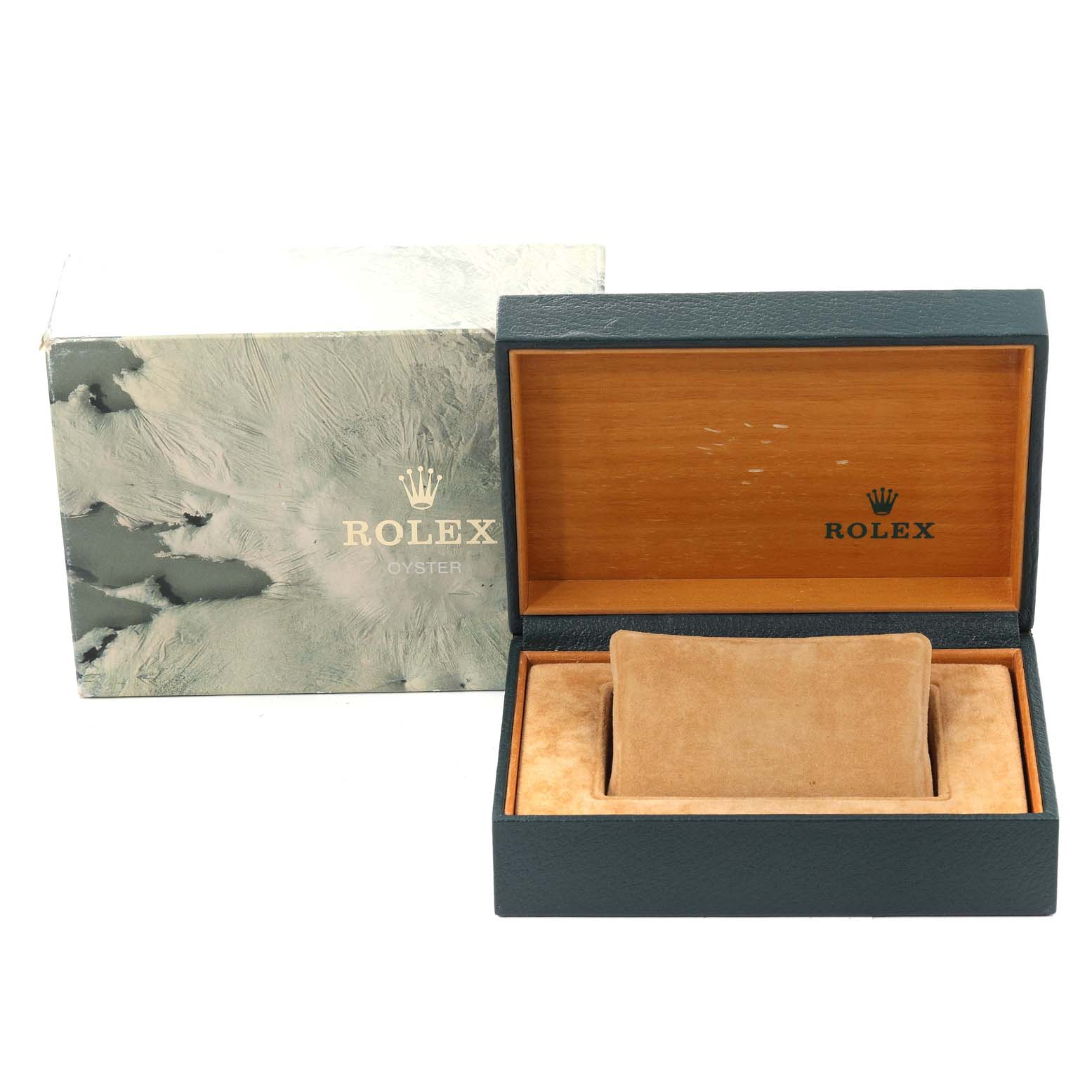 This image shows the opened box and outer packaging of a Rolex Mid-Size 68273 Women
s Steel and Gold (two tone) Champagne Dial 68273 Women
s Steel and Gold (two tone) Champagne Dial model watch.