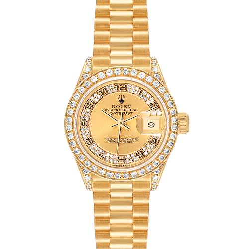 Rolex President Datejust Yellow Gold Diamond Ladies Watch 69158 