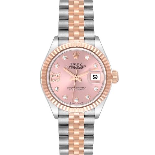 Photo of Rolex Datejust Steel Rose Gold Pink Diamond Dial Ladies Watch 279171 Box Card