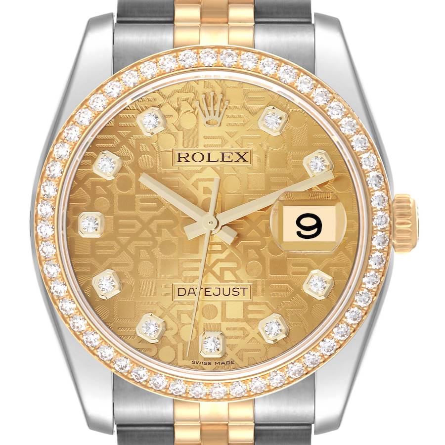 Rolex Datejust Steel Yellow Gold Anniversary Diamond Men's Watch 116243 SwissWatchExpo