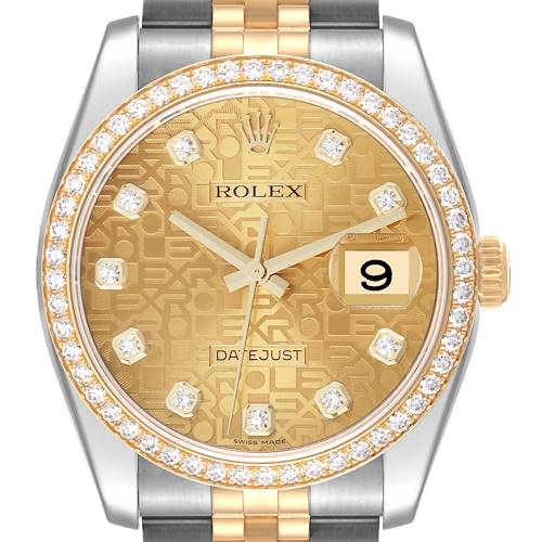 Photo of Rolex Datejust Steel Yellow Gold Anniversary Diamond Men's Watch 116243