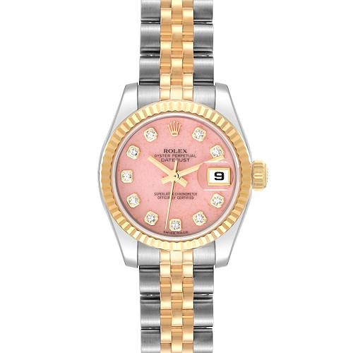 Photo of Rolex Datejust Steel Yellow Gold Coral Diamond Dial Ladies Watch 179173