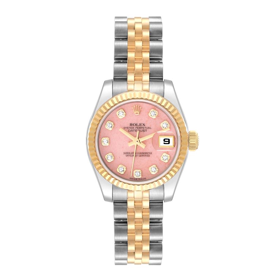 Women's sterling silver opal watch with French pink leather band