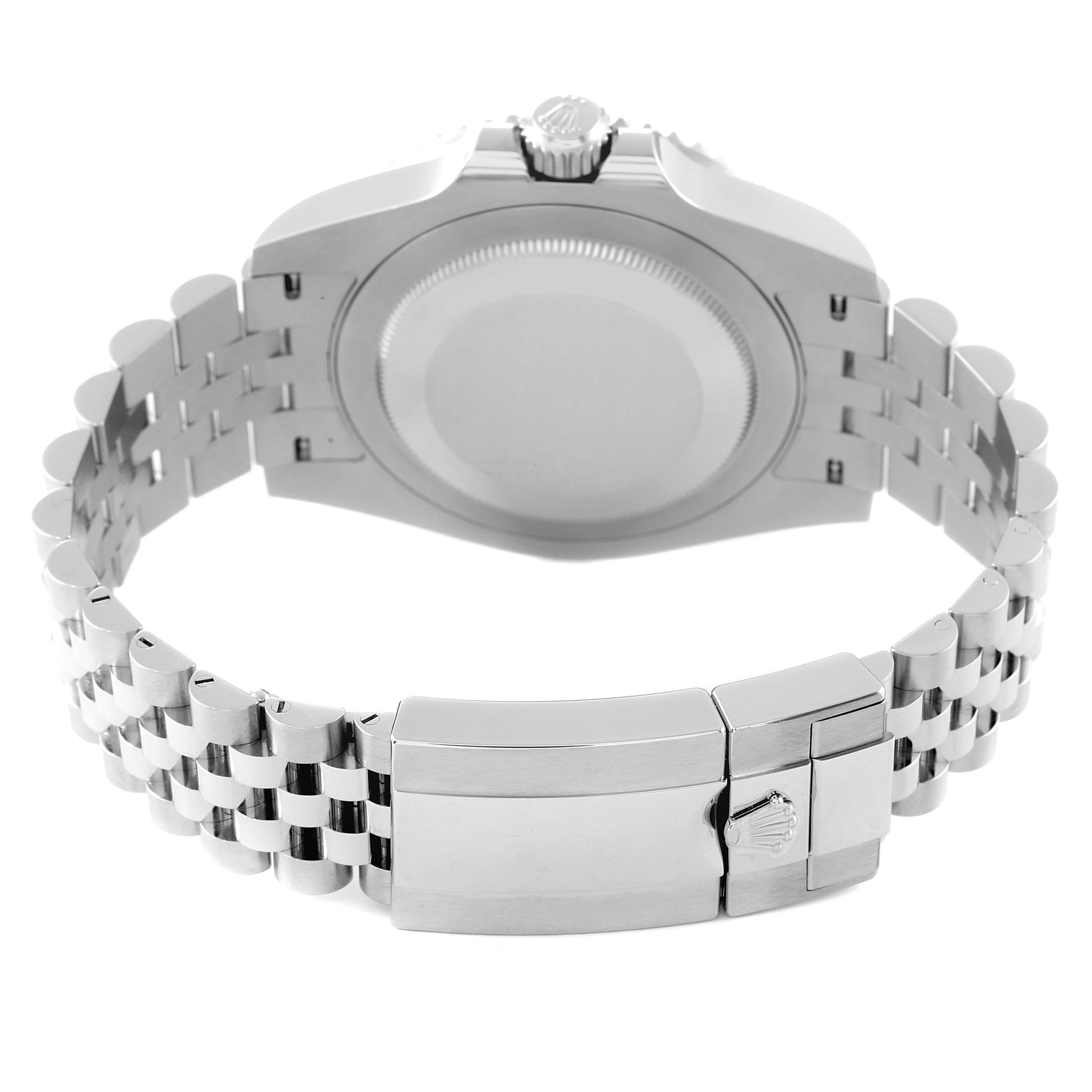 The image shows the back view of a Rolex GMT-Master 126720VTNR-0001 Men
s Stainless Steel Black Dial 126720VTNR-0001 Men
s Stainless Steel Black Dial watch, focusing on the clasp, bracelet, and case back.