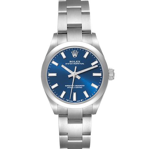 Photo of Rolex Oyster Perpetual Nondate Blue Dial Steel Ladies Watch 276200 Box Card