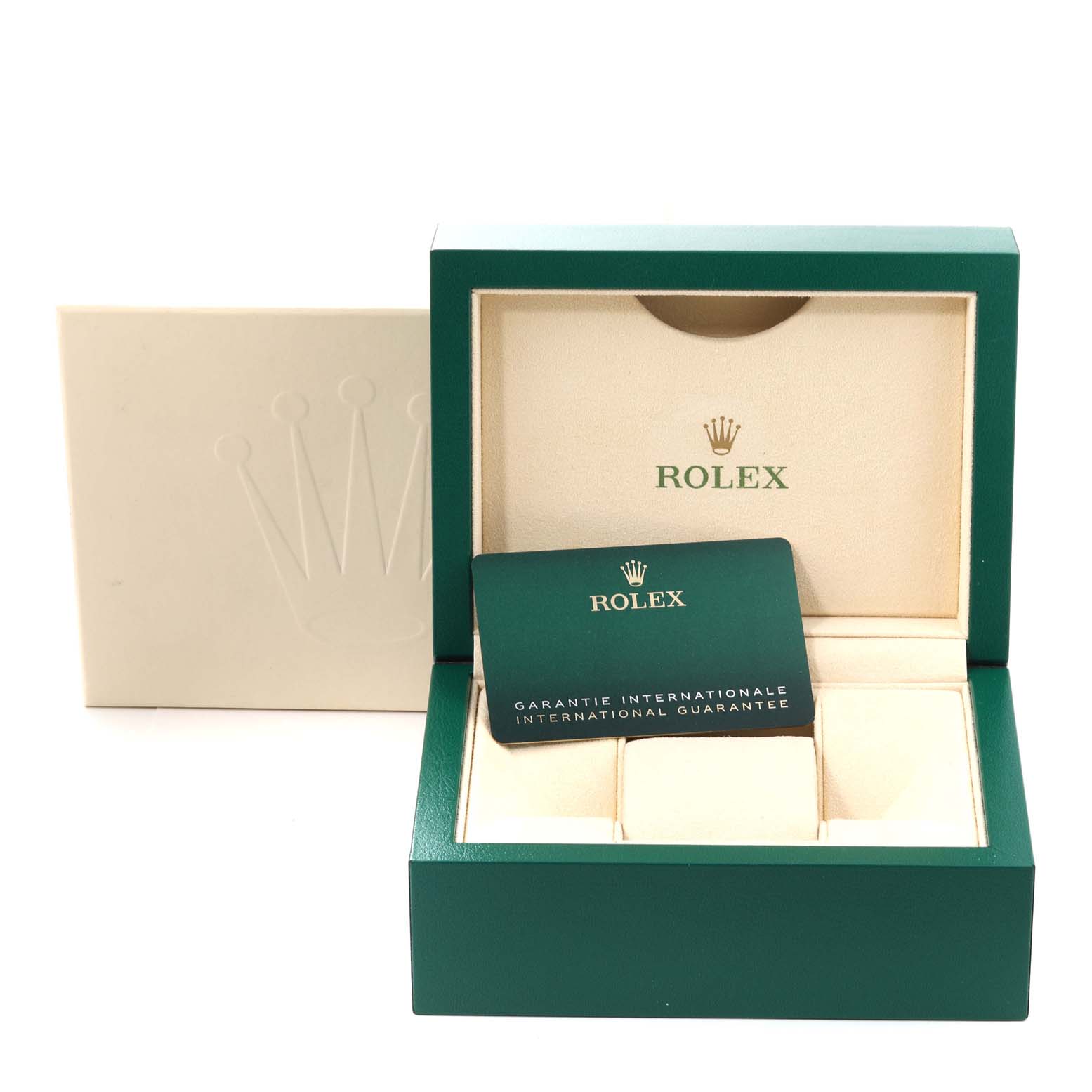 The image shows the packaging and international guarantee card for Rolex Oyster Perpetual 276200 Women's Stainless Steel Blue Dial 276200 Women's Stainless Steel Blue Dial model.
