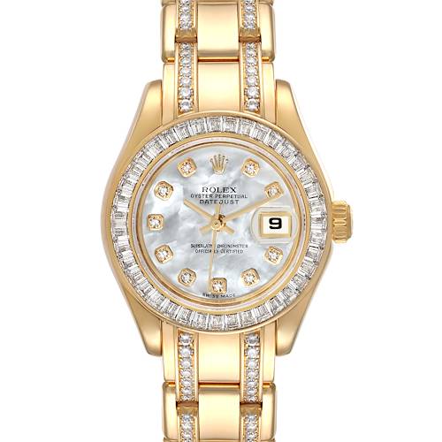 Photo of Rolex Pearlmaster Yellow Gold Two Row Diamonds Bracelet Ladies Watch 80308