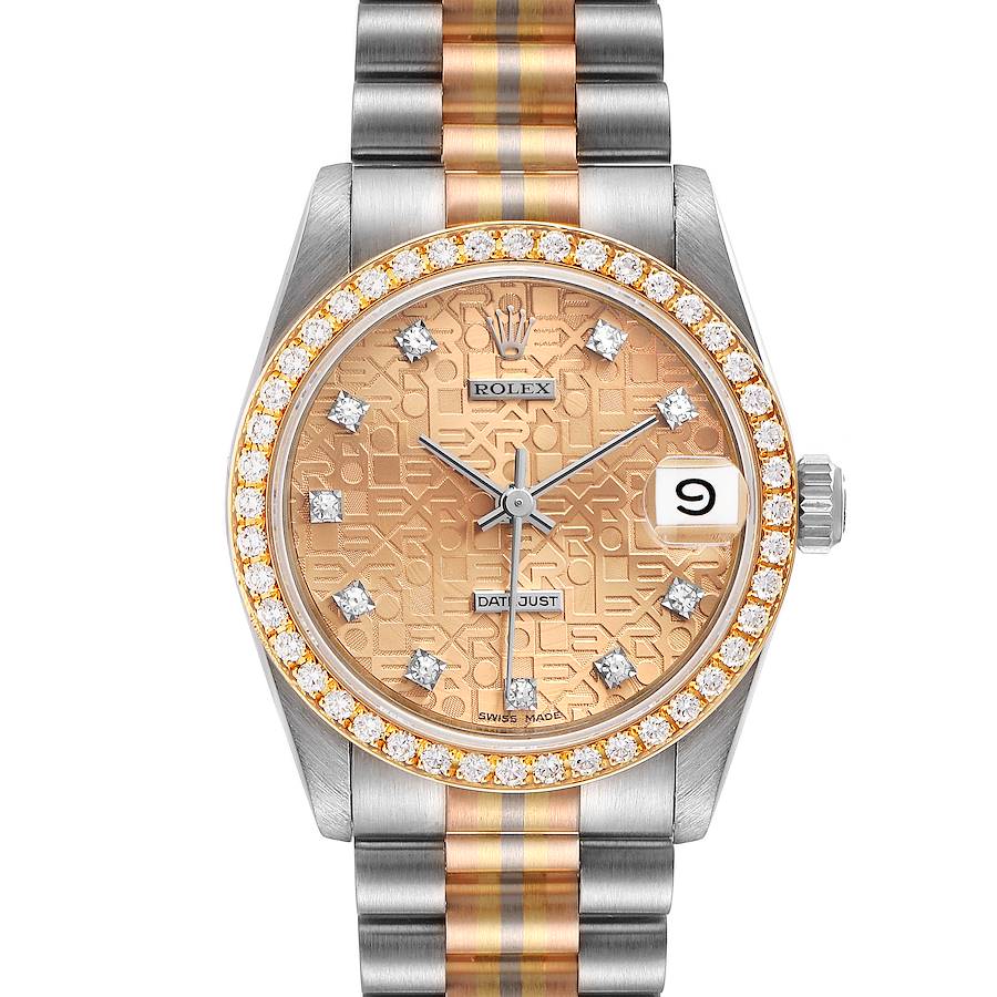 NOT FOR SALE Rolex President Tridor Midsize White Yellow Rose Gold Diamond Ladies Watch 68289 PARTIAL PAYMENT SwissWatchExpo