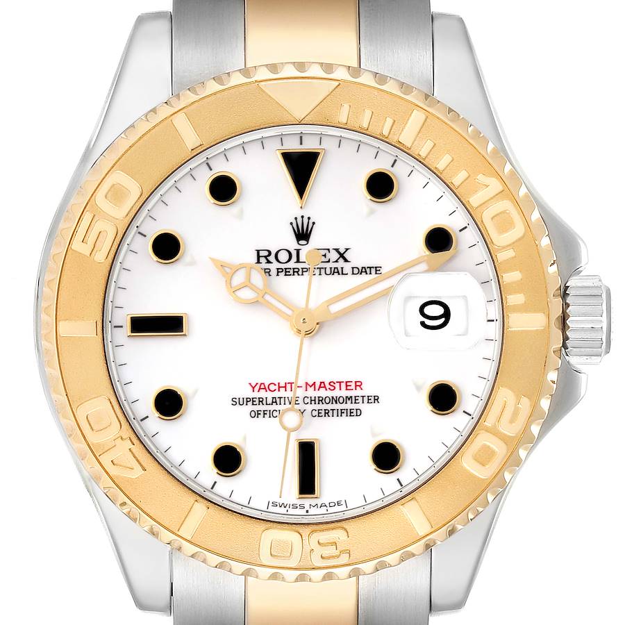 Rolex Yachtmaster Steel Yellow Gold White Dial Mens Watch 16623 Box Card SwissWatchExpo