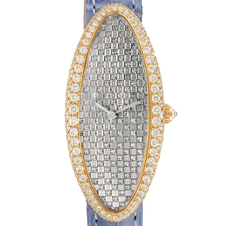 Cartier Baignoire Allongee Yellow Gold Pave Diamond Ladies Watch 2583 SwissWatchExpo