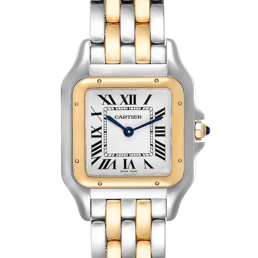 Cartier Panthere Ladies Steel Yellow Gold 2 Row Watch W2PN0007 Box Papers SwissWatchExpo