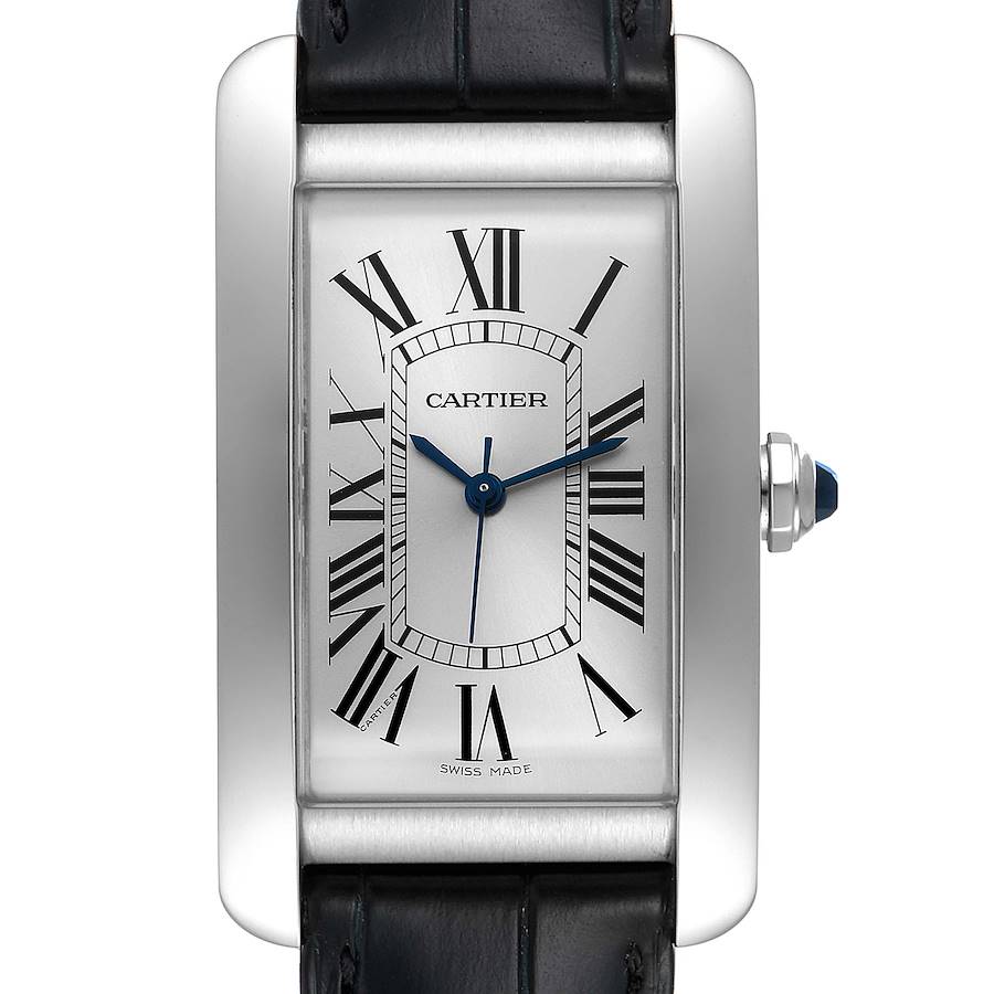 Cartier Tank Americaine Steel Large Silver Dial Mens Watch WSTA0018 SwissWatchExpo